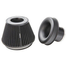 Ramair Pleated 102mm (4inch) OD Neck Medium Cone Air Filter with Velocity Stack  PR-CC-194-VS-102-BK Ramair Pleated 102mm (4inch) OD Neck Medium Cone Air Filter with Velocity Stack  PR-CC-194-VS-102-BK