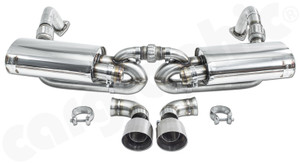 CARGRAPHIC Sport Rear Silencer Set w/89mm Slash-Cut Double-End Tailpipe Set (SUPER SOUND Version) For Porsche 987.2 Boxster / Cayman 2.9L / 3.4L - CARP87ETO289DFI