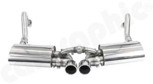 CARGRAPHIC Sport Rear Silencer Set w/2x 100mm Tailpipes (SUPER SOUND Version) For Porsche 981 Boxster / Cayman - PERP81ETO2100R