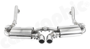 CARGRAPHIC Sport Rear Silencer Set w/2x Exhaust Valves & 2x 89mm Tailpipes (SOUND / SUPER SOUND Version) For Porsche 981 Boxster / Cayman - PERP81ETFLAP