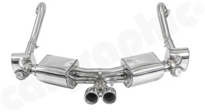 CARGRAPHIC Sport Rear Silencer Set w/2x Exhaust Valves & 2x 89mm Tailpipes (Version "X") (SOUND / SUPER SOUND Version) For Porsche 981 Boxster / Cayman - PERP81ETFLAPX