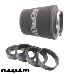 Ramair Foam 70-90mm (2.75 - 3.5inch) ID Neck Polymer Base Neck Cone Air Filter Universal with Reducing Rings CC-501-UNI