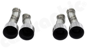 CARGRAPHIC Double-End Tailpipe Set (Special Lightweight Design) - 2x 100mm Round, Slash-Cut & Stainless Steel Brushed For Porsche 970.2 Panamera - CARP70ER40FL