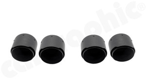 CARGRAPHIC Sport Tailpipe Set - 4x 100mm Round, Slash-Cut w/Stainless Steel Liner & Visual Carbon Matte Finish For Porsche 971 Panamera - CARP71ER40KEVTP
