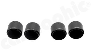 CARGRAPHIC Sport Tailpipe Set - 4x 100mm Round, Slash-Cut w/Stainless Steel Liner & Visual Carbon Matte Finish w/CARGRAPHIC Logo For Porsche 971 Panamera - CARP71ER40KEVTPCG
