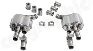 CARGRAPHIC Sport Rear Silencer Set w/Electronic Exhaust Valves (SOUND / SUPER SOUND Plus Export Version) For Porsche Panamera 971 4 / 4S / 4 e-Hybrid 2.9L V6 - CARP71T29ETFLAPSS