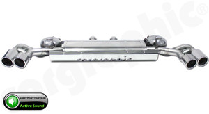 CARGRAPHIC Active Sound System - Sport Rear Silencer w/Twin Sound Actuators & Sport Tailpipes For Porsche 958.2 Cayenne Diesel 3.0L Dual Flow Models - CARP58DETSMFL