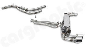 CARGRAPHIC Downpipe-Back Sport Exhaust System w/Electronic Exhaust Valves & 4x 100mm Mirror Polished Sport Tailpipes (SOUND / SUPER SOUND Version) For Porsche Cayenne / Cayenne E-Hybrid 3.0L V6 - CARP5E3T30SYSDPSS