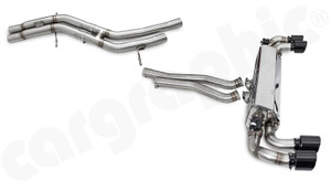 CARGRAPHIC Downpipe-Back Sport Exhaust System w/Electronic Exhaust Valves & Gloss Black Chrome Sport Tailpipes (SOUND / SUPER SOUND Version) For Porsche Cayenne S 2.9L V6 & Cayenne / Cayenne E-Hybrid 3.0L V6 w/OPF - CARP5E3T29SYSDPENA