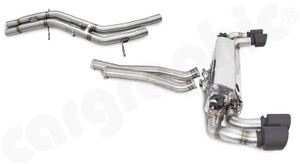 CARGRAPHIC Downpipe-Back Sport Exhaust System w/Electronic Exhaust Valves & Matte Black Thermopaint Sport Tailpipes (SOUND / SUPER SOUND Version) For Porsche Cayenne S 2.9L V6 & Cayenne / Cayenne E-Hybrid 3.0L V6 w/OPF - CARP5E3T29SYSDPTP