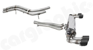 CARGRAPHIC Downpipe-Back Sport Exhaust System w/Electronic Exhaust Valves & Visual Matte Carbon Sport Tailpipes (SOUND / SUPER SOUND Version) For Porsche Cayenne S 2.9L V6 & Cayenne / Cayenne E-Hybrid 3.0L V6 w/OPF - CARP5E3T29SYSDPKEVTP