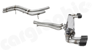CARGRAPHIC Downpipe-Back Sport Exhaust System w/Electronic Exhaust Valves & Visual Matte Carbon Sport Tailpipes w/CARGRAPHIC Logo For Porsche Cayenne S 2.9L V6 & Cayenne / Cayenne E-Hybrid 3.0L V6 w/OPF - CARP5E3T29SYSDPKEVTPCG