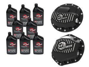 aFe POWER Front & Rear Diff GUARD Package w/ Oil for RAM Diesel Trucks 13-18 L6 (AAM 9.25-12 & AAM 11.5/11.8-14) afe46-7701AB