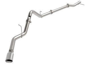 aFe Large Bore-HD 3 IN 409 Stainless Steel DPF-Back Exhaust System w/ Polished Tip for GM Trucks 23-25 L6-3.0L (td) LZ0 afe49-44144-P