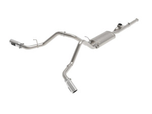 aFe Gemini XV 3 IN 304 Stainless Steel Cat-Back Exhaust System w/ Cut-Out Polished for  GM Trucks 09-18 V6-4.3L/V8-4.8/5.3L (Standard Cab / Long Bed) afe49-34131-P