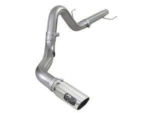 aFe Large Bore-HD 4 IN 409 Stainless Steel DPF-Back Exhaust System w/ Polished Tip for Ford F-150 18-20 V6-3.0L (td) afe49-43106-P