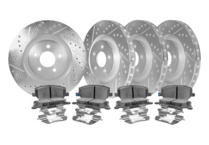 STILLEN 2005-08 Infiniti G35/ 2006-08 Nissan 350Z/ 2009-21 Nissan 370Z Cross Drilled & Slotted 1-Piece Sport Rotors (Set of 4) - NIS91004