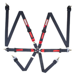 RaceQuip CAMLOCK 6PT 2IN PU FIA8853 HARNESS BLK - Black - 2 in. Lap and 2 in. Shoulders (for Hans/FHR) FIA 8853-2016 856006RQP