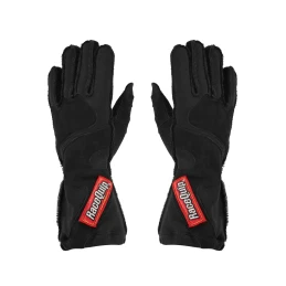 RaceQuip SFI 3.3/5 Black Outseam Short Gauntlet Nomex Race Gloves - Large 356905RQP