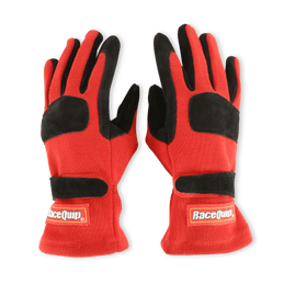 RaceQuip SFI 3.3/5 Red / Black Short Gauntlet Nomex Race Gloves - Large 355015RQP