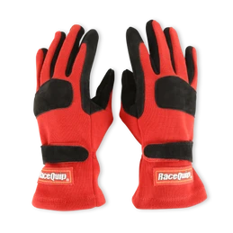 RaceQuip SFI 3.3/5 Red / Black Short Gauntlet Nomex Race Gloves - Medium 355013RQP