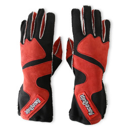 RaceQuip SFI 3.3/5 Red / Black Outseam Short Gauntlet Nomex Race Gloves - X-Large 356106RQP