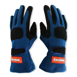 RaceQuip SFI 3.3/5 Blue / Black Short Gauntlet Nomex Race Gloves - Medium 355023RQP