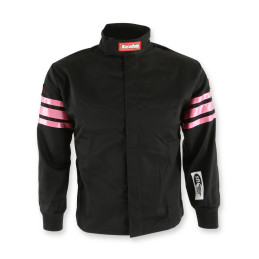 RaceQuip Single Layer Fire Suit Jacket - Black w/Pink Stripes - Kids Large 1960895RQP