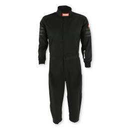 RaceQuip One Piece Single Layer Fire Suit - Black w/Black Stripes - Kids 2XL 1959997RQP