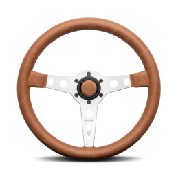 Momo Prototipo Steering Wheel 350 mm - Tobacco Leather/Brown Stitch/Brushed Spokes momVPROHERTOB35R