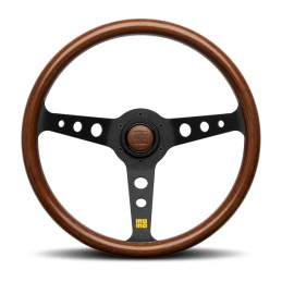MOMO Mod.07 350mm Wheel - Mahogany Wood w/ Black Anodized Aluminum Spokes & Heritage MOMO Logo momRH1905/35A0B