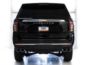 AWE 0FG Exhaust Suite for 2021+ Suburban/Yukon XL 6.2L - Quad Diamond Black Tips -awe3015-43221