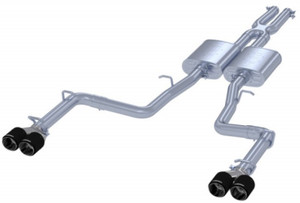 MBRP 2015+ Dodge Challenger 3.6L SS 2.5in Quad Tip Split Rear Exit w/ Carbon Fiber Tips - T304 mbrpS71113CF