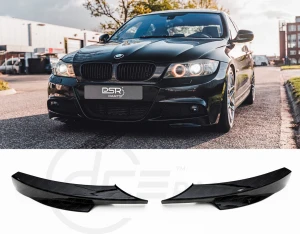 DCE Parts - Splitter Flaps for M-Sport Front Bumper BMW E90 E91 LCI - Gloss Black DCEE90E91LCISPL