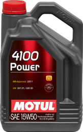 Motul 5L Engine Oil 4100 POWER 15W50 - VW 505 00 501 01 - MB 229.1 (Comes in Case of 4 Units)
