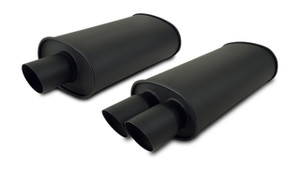 Vibrant StreetPower FLAT BLACK Oval Muffler with Single 3in Outlet - 2.25in inlet I.D. vib1145
