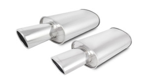 Vibrant StreetPower Turbo Oval Muffler with 4in Round Tip Angle Cut Rolled Edge - 3in inlet I.D. vib1042 Vibrant StreetPower Turbo Oval Muffler with 4in Round Tip Angle Cut Rolled Edge - 3in inlet I.D. vib1042