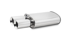 Vibrant StreetPower Oval Muffler w/ Dual 3.5in Round Tips Straight Cut Beveled Edge 2.5in inlet I.D. vib1040