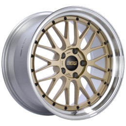 BBS LM 18x8 5x114.3 ET40 Gold Center Diamond Cut Lip Wheel - 82mm PFS/Clip Required bbsLM080GPK