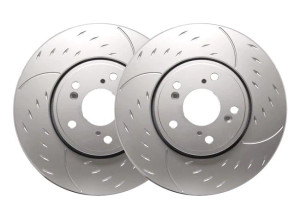 SP Performance Diamond Slotted Rear Brake Rotors | 2018-2020 Kia Stinger 3.3L - Silver SP Performance Diamond Slotted Rear Brake Rotors | 2018-2020 Kia Stinger 3.3L - Silver