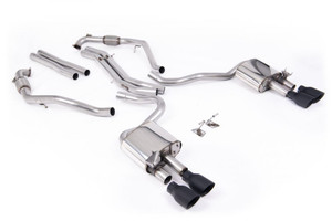 Milltek Audi B9 S5 Coupé & Sportback Non-Resonated Cat-Back (Louder) with Quad Cerakote Black Trims - SSXAU1114