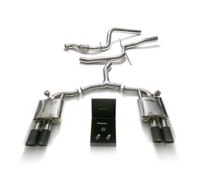 Armytrix Stainless Steel Valvetronic Exhaust System Audi A4 (B9) 2.0 TFSI Sedan / Avant 2WD Non-OPF 2021+ - Matte Black Tips - AU942F-QS11M