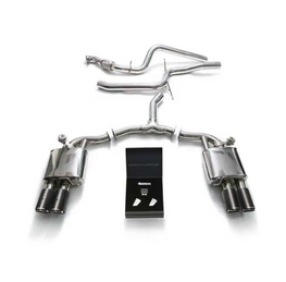 Armytrix Stainless Steel Valvetronic Exhaust System Audi A4 (B9) 2.0 TFSI Sedan / Avant 2WD Non-OPF 2021+ - Carbon Fiber Tips - AU942F-QC11