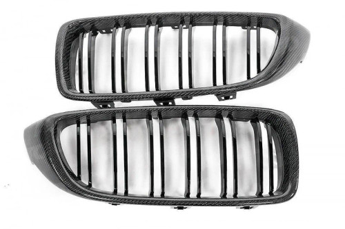 Essentials Carbon Fibre Double Slat Kidney Grilles for BMW 4 Series, M3 & M4 (2014-2020, F32 F33 F80 F82 F83) - AU-BF32FGDSCFA Essentials Carbon Fibre Double Slat Kidney Grilles for BMW 4 Series, M3 & M4 (2014-2020, F32 F33 F80 F82 F83) - AU-BF32FGDSCFA
