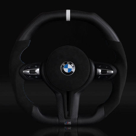 CARBONE - BMW Alcantara Flat Bottom Midnight Frost Matte Dry Carbon Fiber Steering Wheel for F Chassis- CARBONE Signature Design for F30 F32 F80 F82 M3 M4 M2 335i 340i 328i 440i 435i