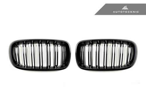 AutoTecknic Dual-Slats Gloss Black Front Grille Set - F15 X5 | F85 X5M & F16 X6 | F86 X6M - ATK-BM-0174-DS-GB