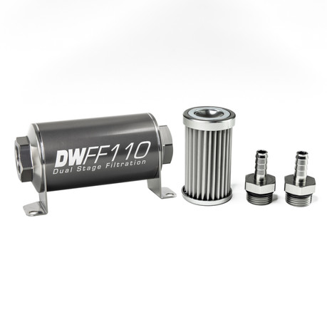 DeatschWerks Stainless Steel 5/16in 5 Micron Universal Inline Fuel Filter Housing Kit (110mm)  dwk8-03-110-005K-516 DeatschWerks Stainless Steel 5/16in 5 Micron Universal Inline Fuel Filter Housing Kit (110mm)  dwk8-03-110-005K-516