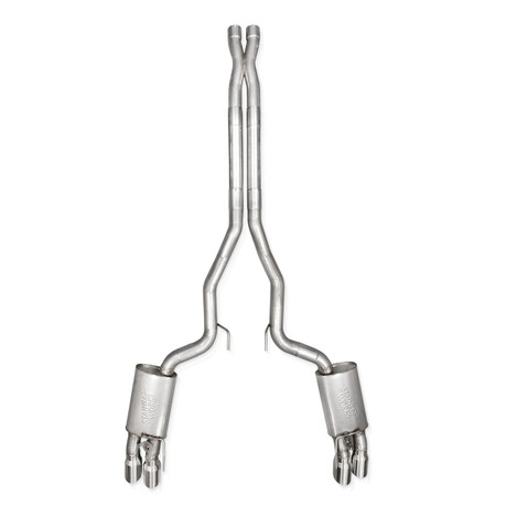 Stainless Works 2024 Mustang GT Catback Quad Tips Redline Sound X-Pipe Factory Connect Exhaust - sswM24QUADXFCR