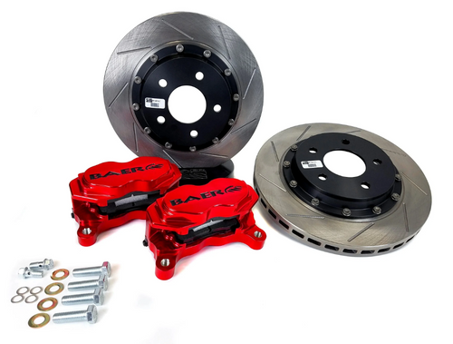 Baer Brakes 12" SS4+ Deep Stage 2.0 Rear Brake Kit, Fire Red, Slot For 2015-23 Mustang (S550) (Except GT350) - 4262718FR