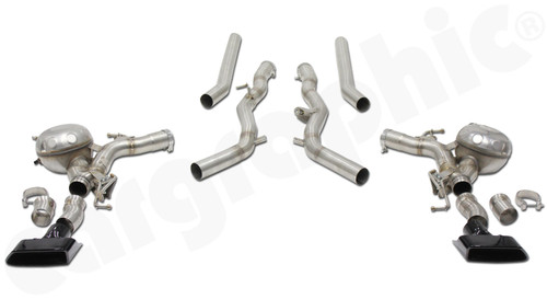 CARGRAPHIC Active Sound System w/Link Pipes & 2x OEM V8 Gloss Black Enameled Tailpipes For BMW F10/F11 M550d - PERF10M550DSMBLK